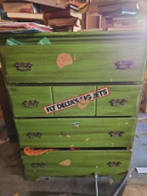 Green dresser with contents