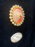 2 cameo style pins
