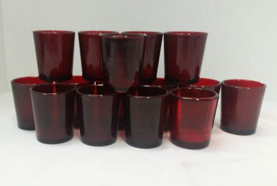 SET 15 RED VOTIVE CANDLE HOLDERS