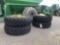 (4) 520/8R42 WHEELS AND TIRES, SPACERS AND SHAFT