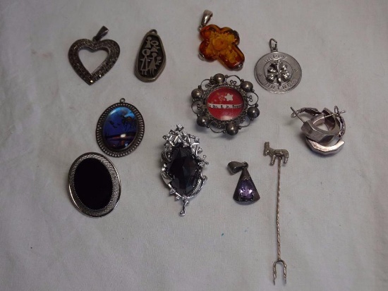 Silver Pendants and Pins