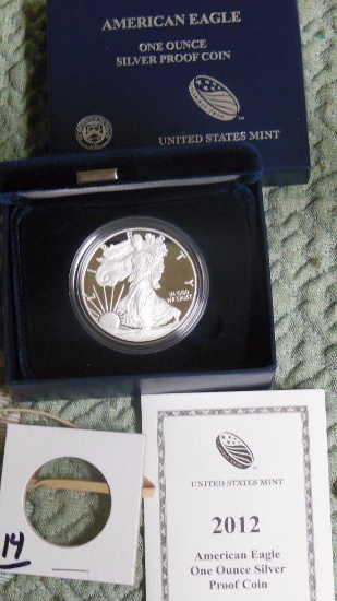 2012 Silver Eagle Proof with COA.