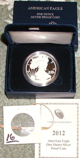 2012 Silver Eagle Proof with COA.