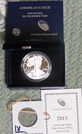 2013 Silver Eagle Proof with COA.