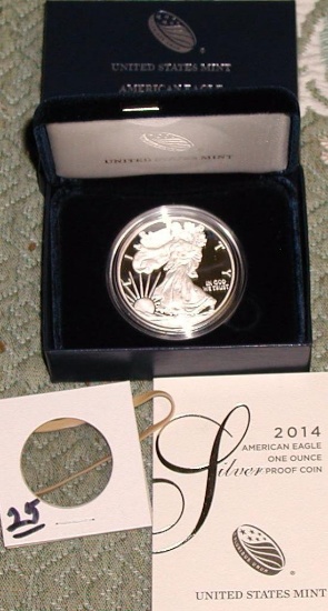 2014 Silver Eagle Proof with COA.