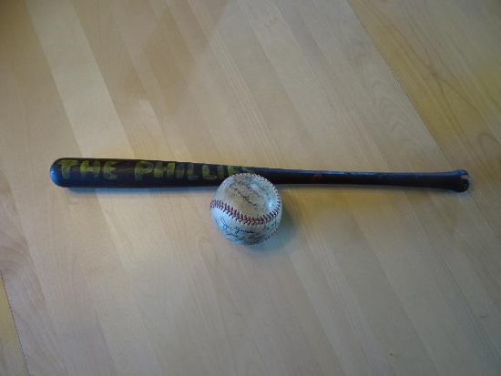 Mini Bat and Signed Baseball