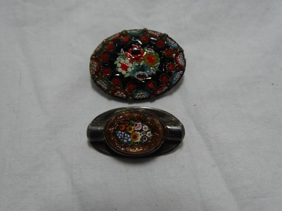 Two Mosaic Brooches