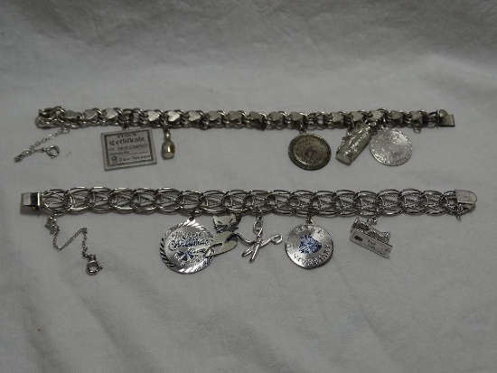 Two Sterling Charm Bracelets