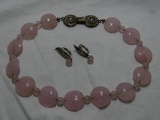 Pink Ribbon Glass Necklace