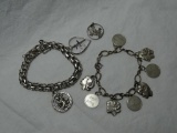 Two Silver Charm Bracelets