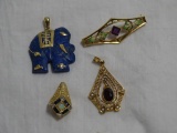 Gold Pendants and Pin