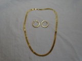 Gold Necklace and Earrings