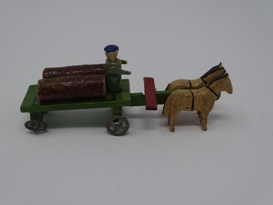 Logging Wagon and 2 Horses