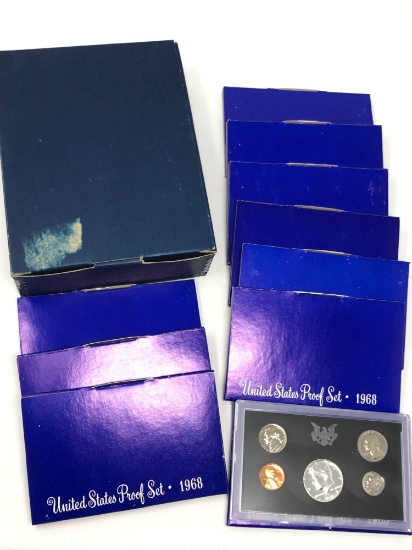 Ten 1968 Proof Sets in Mint Box