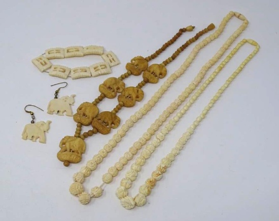 Lot of Bone Carved Jewelry