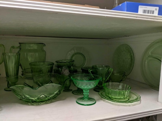 Large grouping green glass
