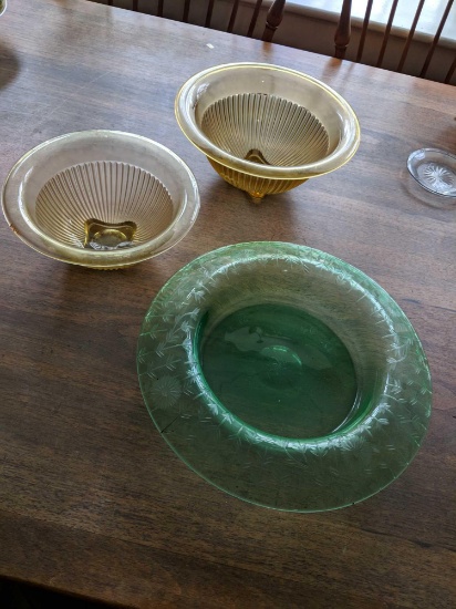 Three glass bowls