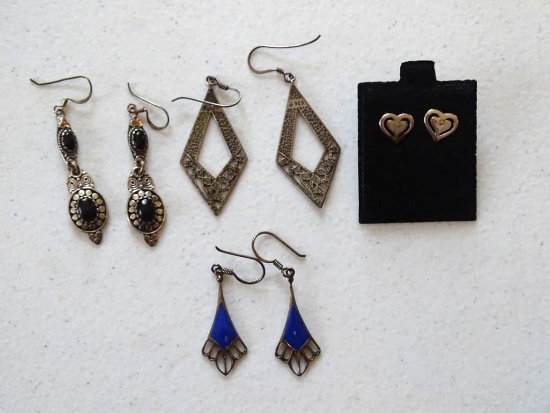 4 pair sterling earrings
