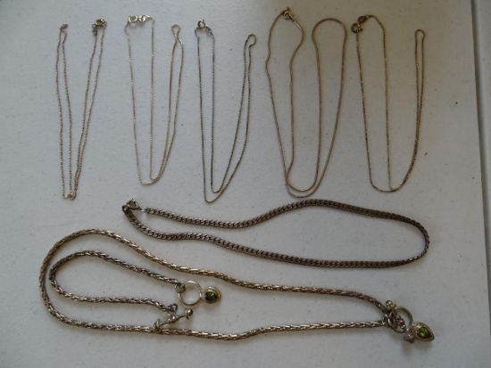 7 Sterling necklaces & 1 bracelets