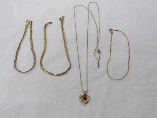 Gold necklaces and bracelets