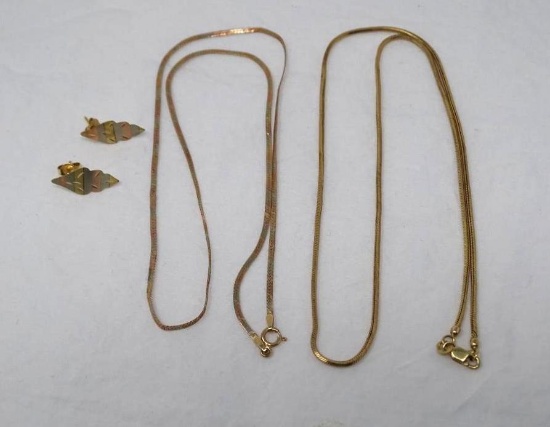 Gold necklaces and earrings