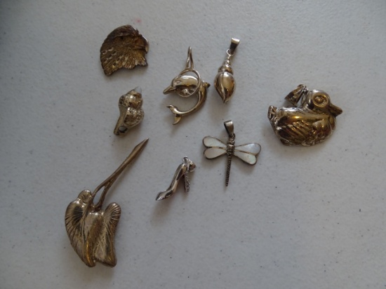 8 Silver pendants