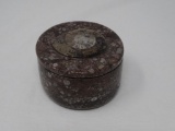 Stone Trinket box with fossilized ammonite lid
