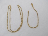 Gold necklace and bracelet