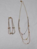 Gold necklace and bracelet set