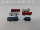 6 Cast metal toy trains & buses