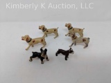 6 Cast metal toy dog figures