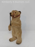 Wind-up toy standing polar bear with muzzle and chain