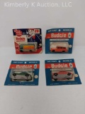 4 New in box BUDGIE die-cast toy cars