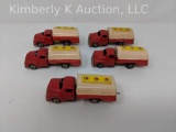 Set of 5 matching metal toy oil trucks