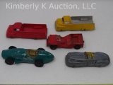 5 Cast metal toy trucks and cars