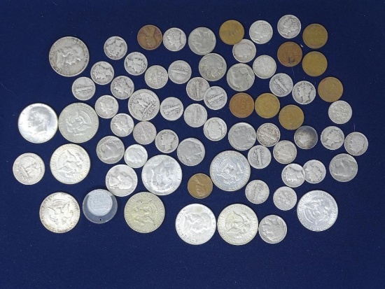 $5.25 90% Silver, $4.50 40% Silver, 7 Buffalo Nickels w/ Dates, 10 Wheat Cents