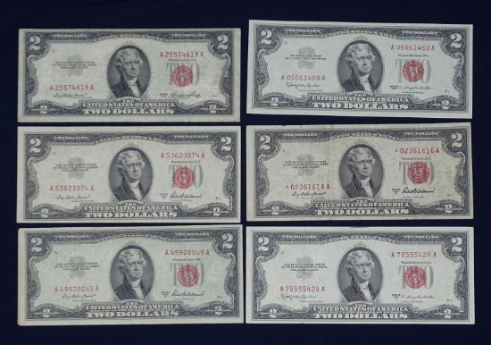 $2 Legal Tender 1953, (2) 53A, 53A Star Note, 53C & 63 VG-UNC