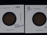 Lincoln Cents 1910S Rev Scratch F, 1911S VG