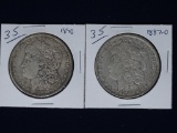 Morgan Dollars 1887O F, 1890 VG