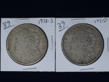 Morgan Dollars 1921D VF, 21S XF