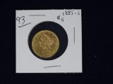 1885S $5 Liberty Gold BU