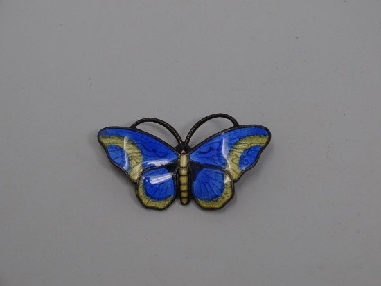 Sterling Enameled Butterfly Pin