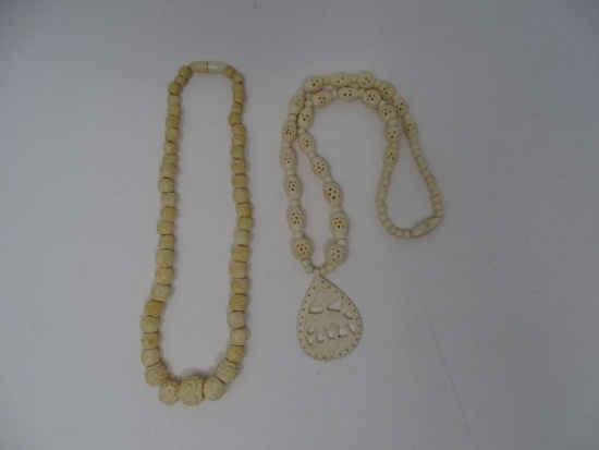 2 Bone Carved Necklaces