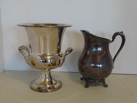 Silver Plated Ice Bucket and Water Pitcher