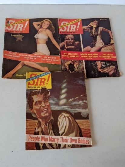 3 SIR! issues, 1950's (Erotica)