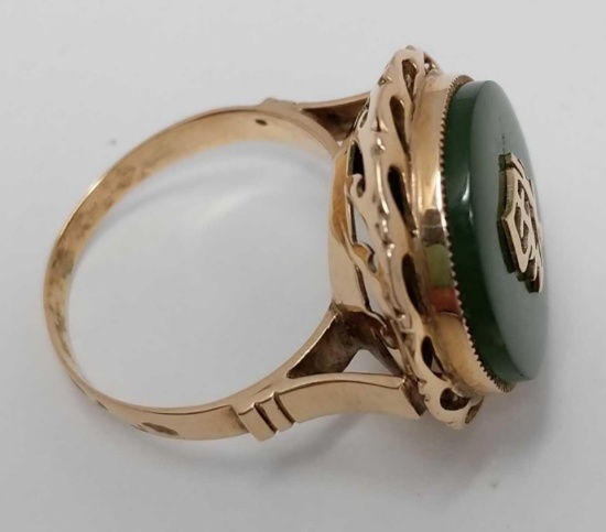 Green Jade and Gold Ring