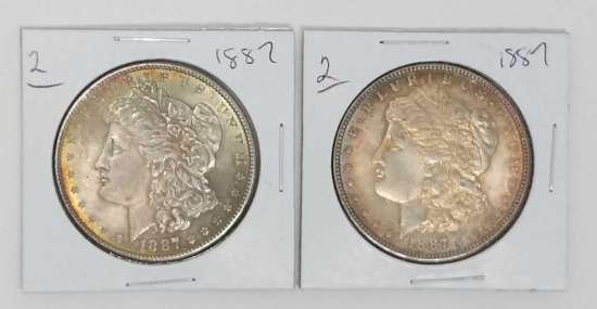 Morgan Dollars (2) 1887 AU-UNC Nice