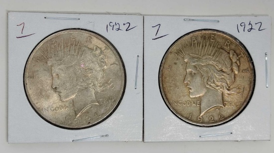 Peace Dollars (2) 1922 XF & AU