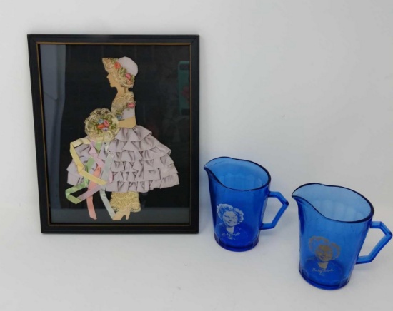 Ribbon Girl Paper Doll, 2 Shirley Temple Pitchers