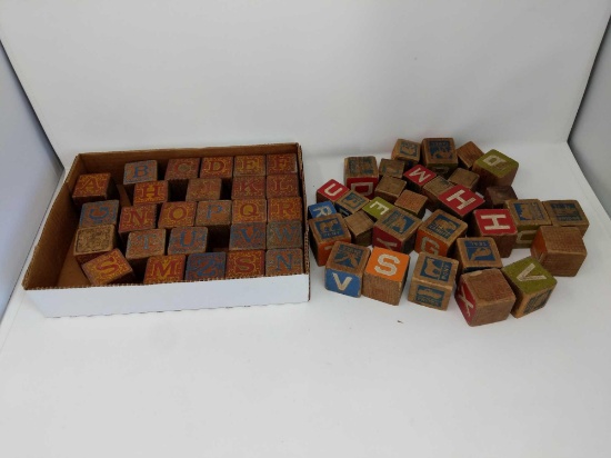 Vintage Wooden Children's Blocks. Approx. 57 count